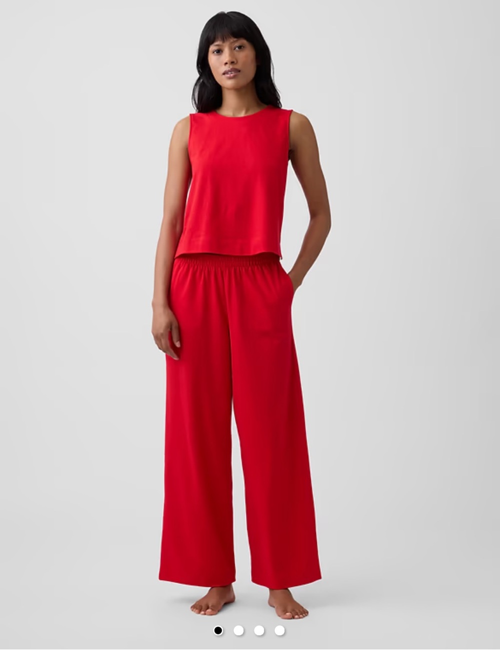GAP 100% Cotton Red Tank and Wide-Leg Pants Set